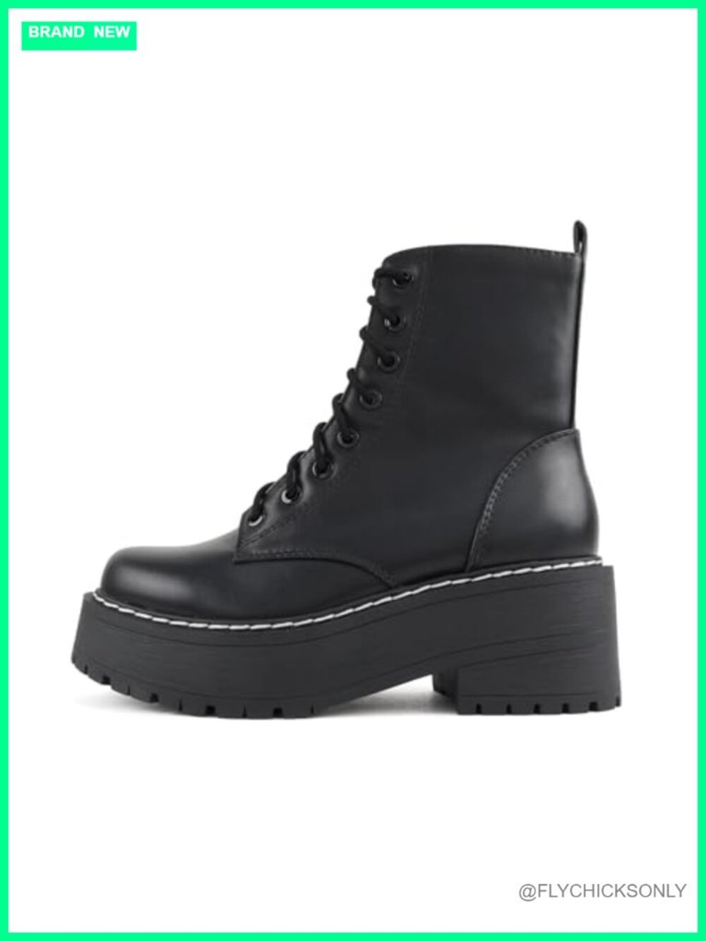 Women Chunky Lug Sole Combat Ankle Boot Side Zipper Lace Up
